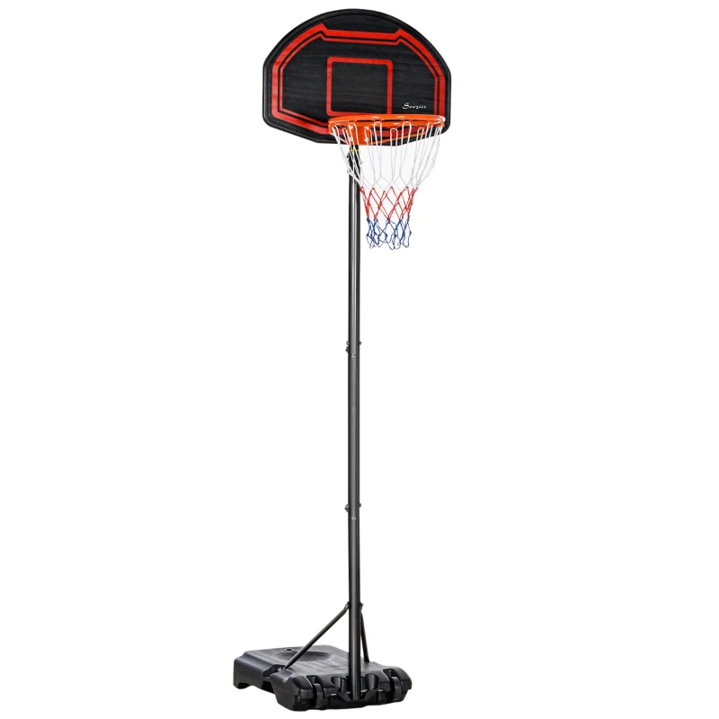HOMCOM 7-8.5ft Basketball Hoop, Freestanding Basketball System with 27.5" Shatterproof Backboard and Wheels, Black