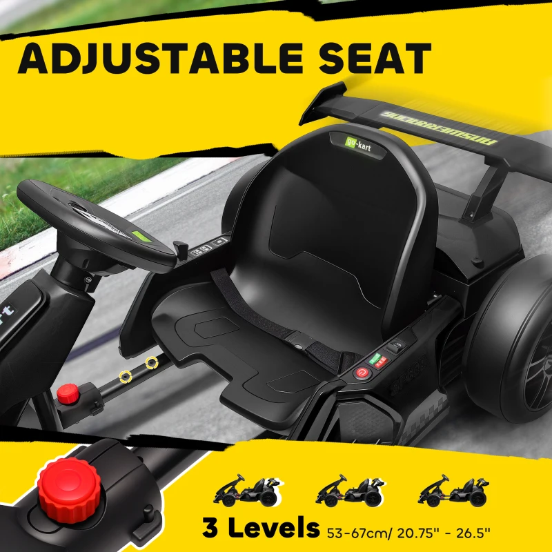 Aosom 24V 7.5 MPH Electric Go Kart with Adjustable Seat, Slow Start, Black