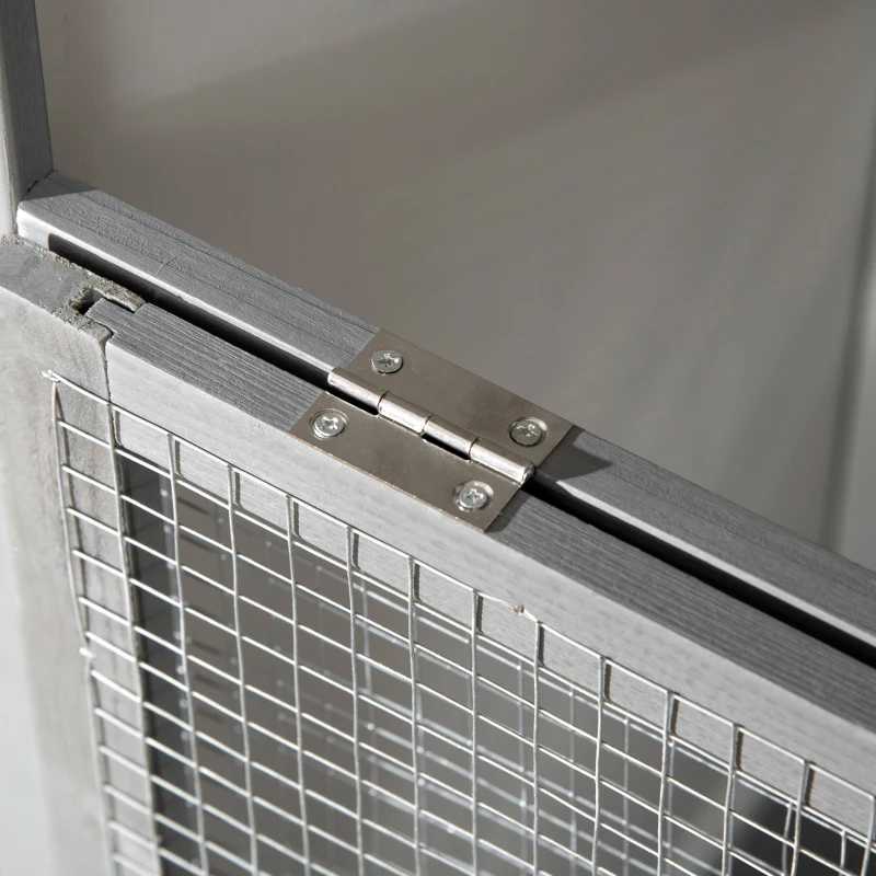 PawHut Wooden Bird Aviary Parrot Cage Pet Furniture with Removable Bottom Tray, 2 Doors, Asphalt Roof, 4 Perches, Light Grey