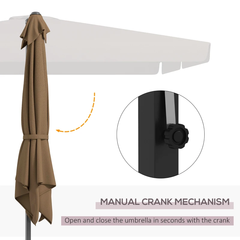 Outsunny 10' Cantilever Patio Umbrella, Square Offset Umbrella with Tilt, Crank, Cross Base, Aluminum Pole and Air Vent, Tan
