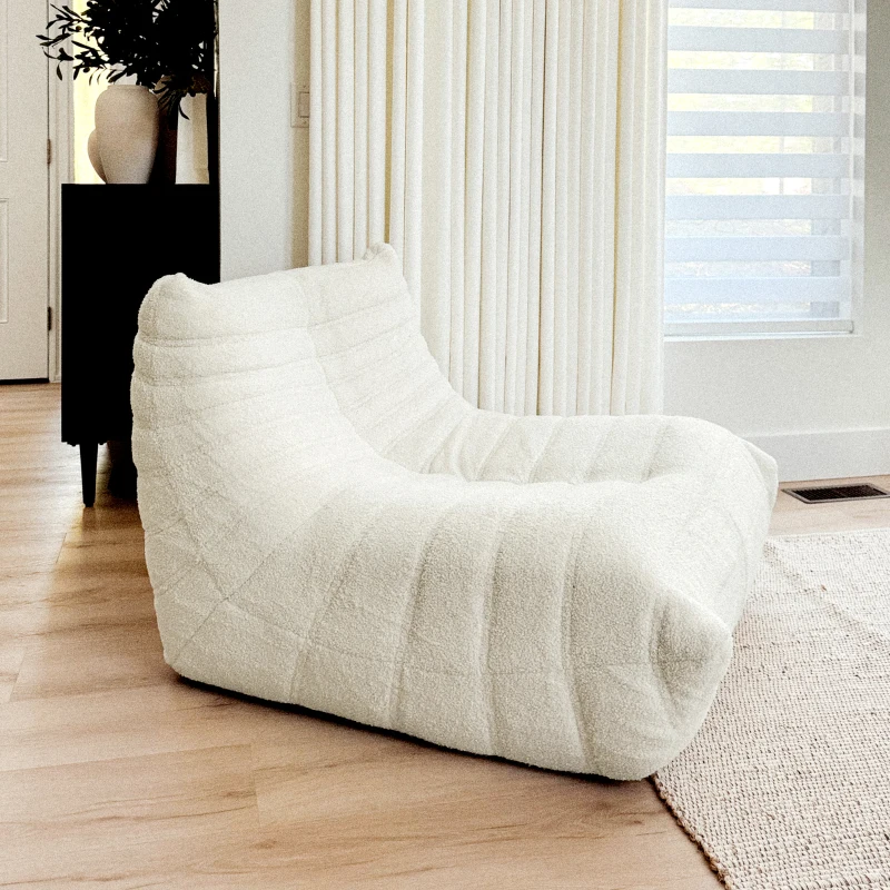 HOMCOM Bean Bag Chair for Adults, Giant Fireside Chair, Bean Bag Sofa with High Density Foam for Living Room, Cream White