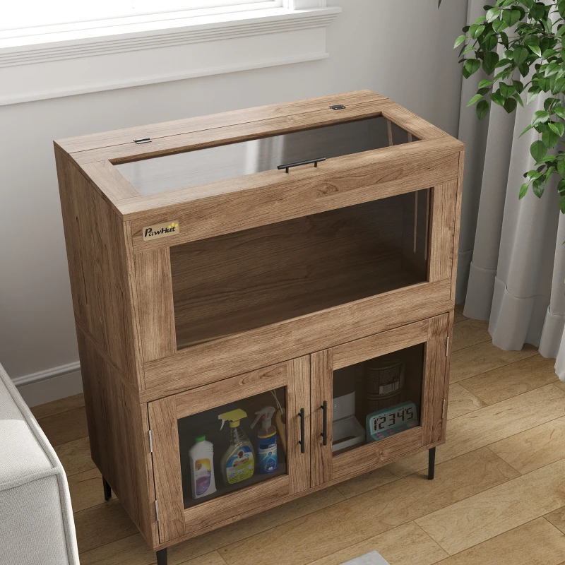 PawHut 30 Gallon Stackable Reptile Tank w/ Storage Cabinet, Top Opening, for Bearded Dragon, Lizard, Snake, Hamster