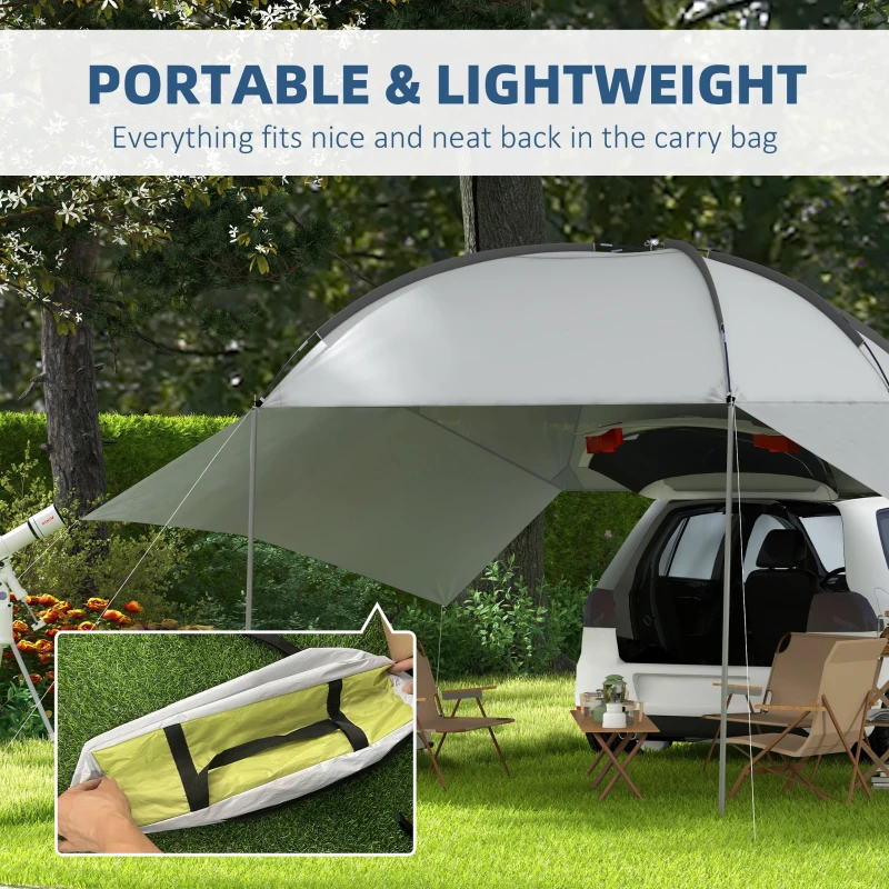 Outsunny Portable SUV Tailgate Tent with Awning and 2 Side Walls, Rooftop Car Awning Sun Shelter, for Truck, RV, Van, Trailer