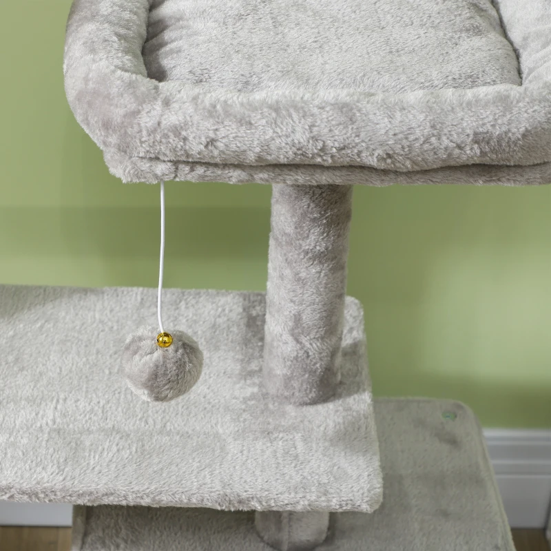 PawHut 53" Cat Tree, Cat Tower with Scratching Posts, Cat Condo, Beds, Platforms, Toy Balls for Indoor Cats, Light Grey