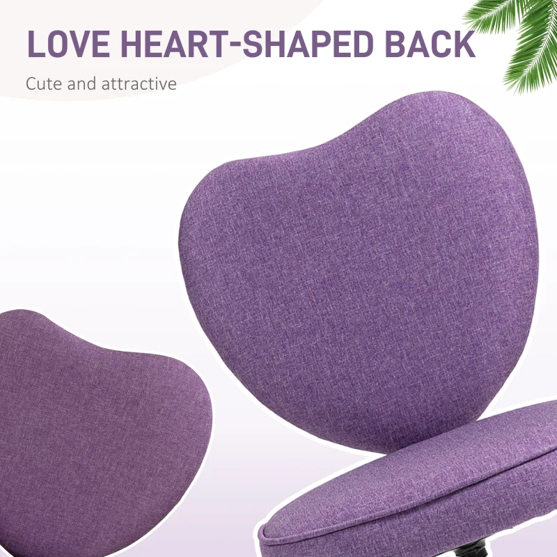 HOMCOM Heart Love Shaped Back Design Office Chair with Adjustable Height, Purple