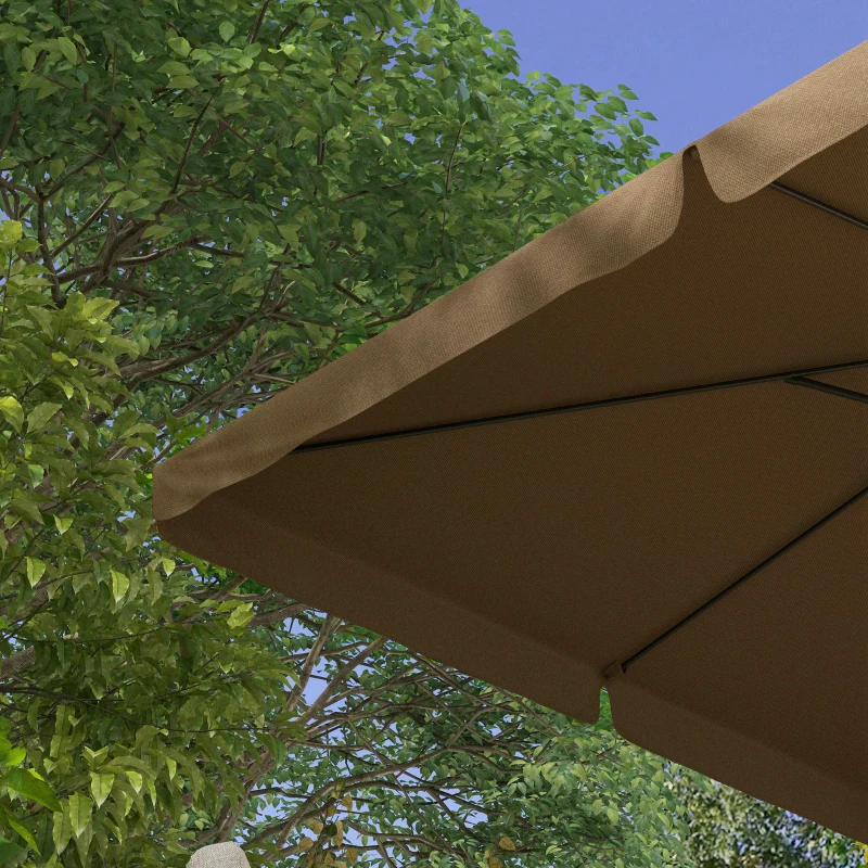 Outsunny 10' Cantilever Patio Umbrella, Square Offset Umbrella with Tilt, Crank, Cross Base, Aluminum Pole and Air Vent, Tan