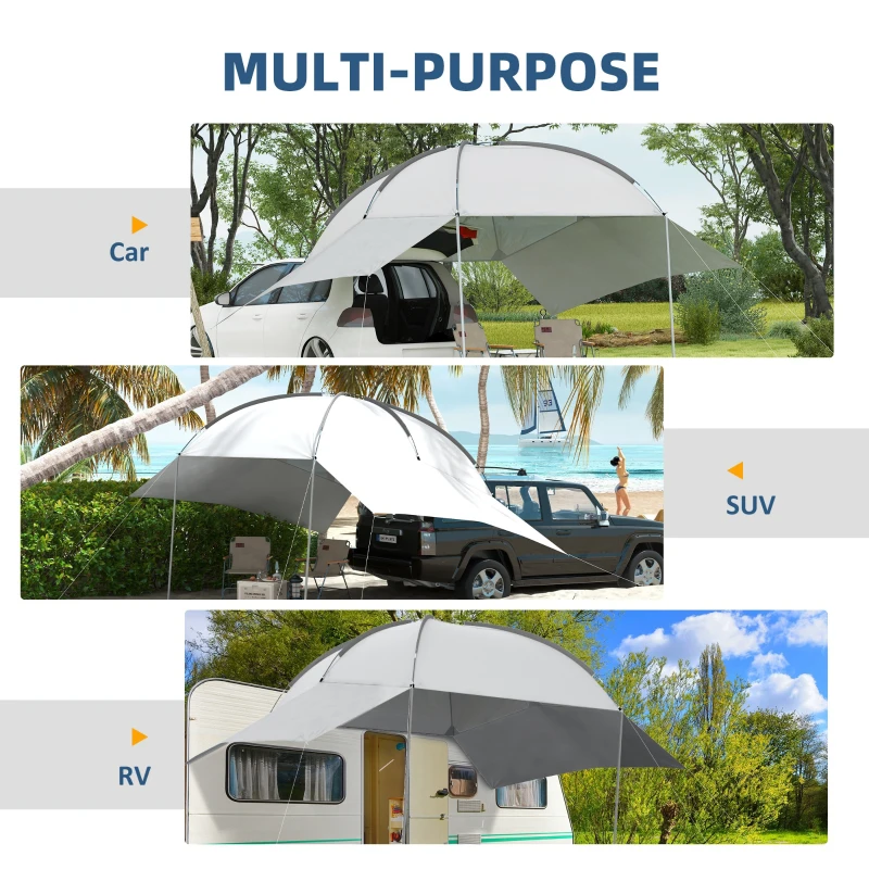 Outsunny Portable SUV Tailgate Tent with Awning and 2 Side Walls, Rooftop Car Awning Sun Shelter, for Truck, RV, Van, Trailer