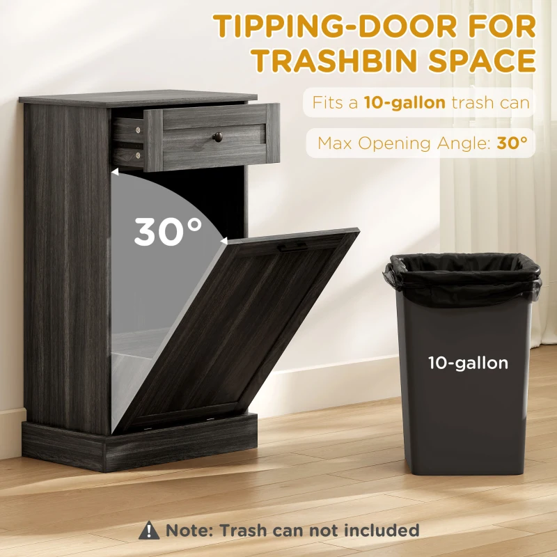 HOMCOM Kitchen Tilt Out Trash Bin Cabinet Free Standing Storage Cabinet with Drawer, Charcoal Gray