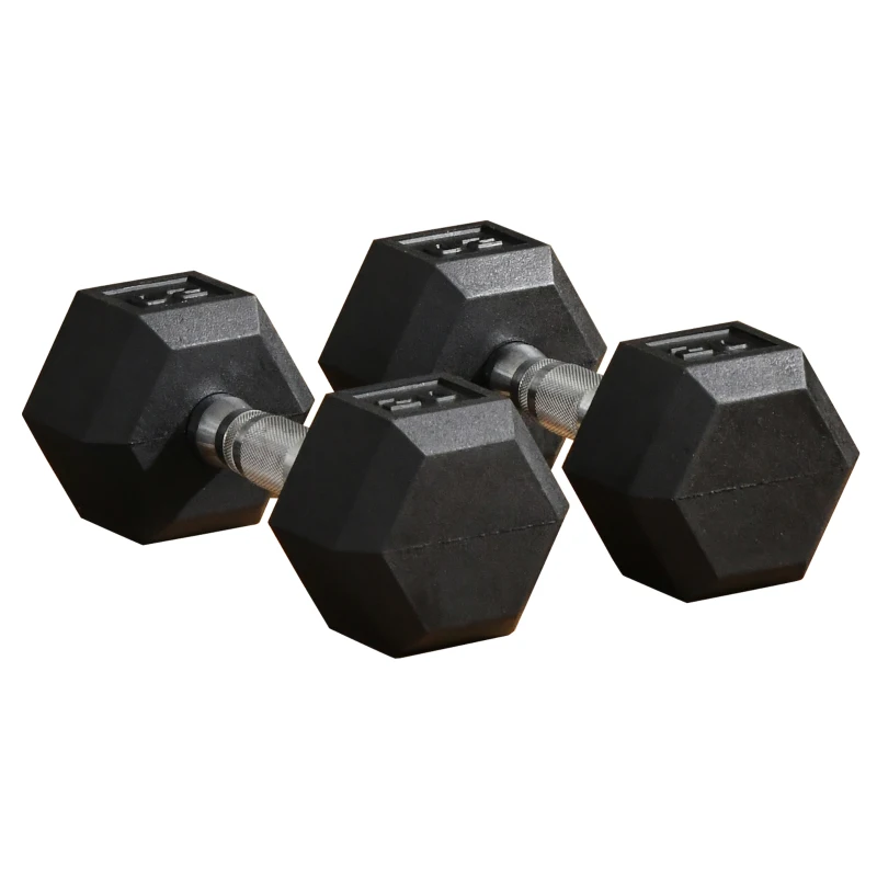 Soozier Rubber Dumbbells Weight Set, Total 40lbs, 20lbs Each, Dumbbell Hand Weight for Body Fitness Training for Home Office Gym, Black