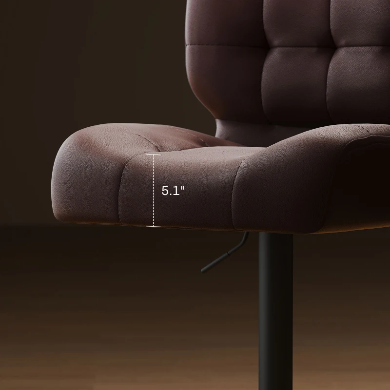 HOMCOM Bar Height Bar Stools Set of 2 with Adjustable Seat, Adjustable Swivel Barstools with Thick Padded Cushion and Metal Footrest for Home Bar, Brown