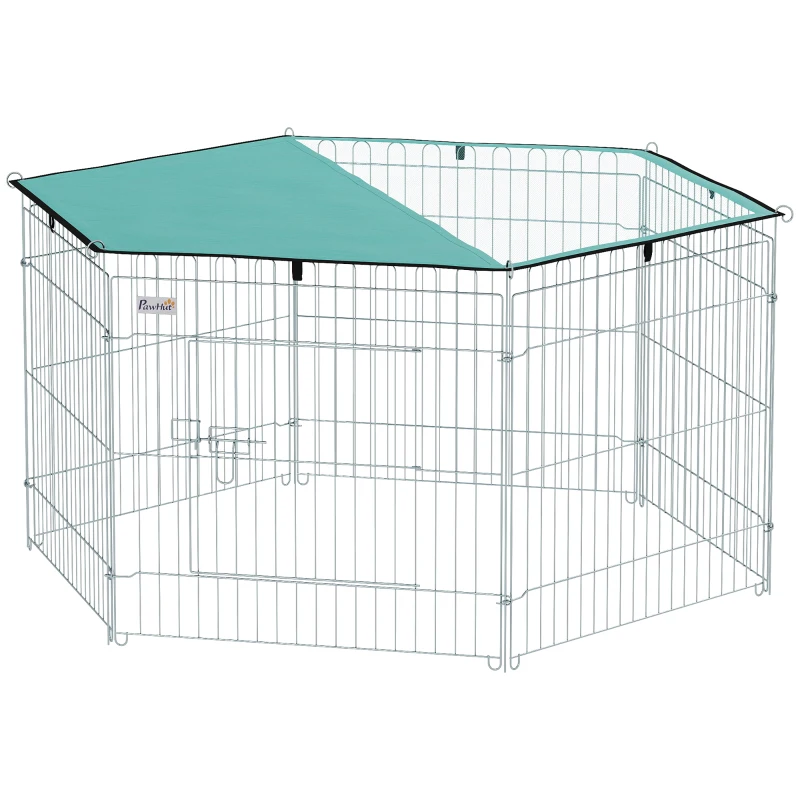 PawHut Foldable Pet Playpen with Top Cover, Portable Heavy Duty Dog Pen for Dogs, Cats, Chickens, Rabbits, 6 Pannels Dog Fence Outdoor/Indoor