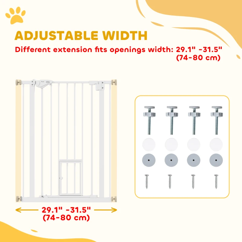 PawHut 36" Easy Open Indoor Dog Gates for Doorways, House, Stair - White