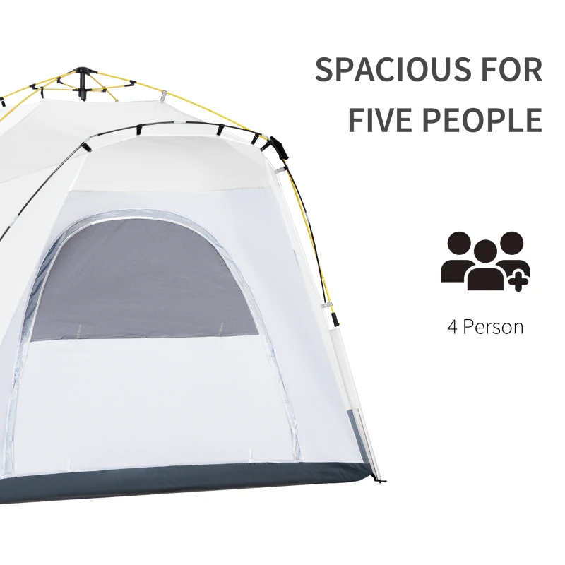 Outsunny 4 Person Pop Up Camping Tent Quick Setup Automatic Hydraulic Family Travel Tent w/ Windows Doors Carry Bag, Gray