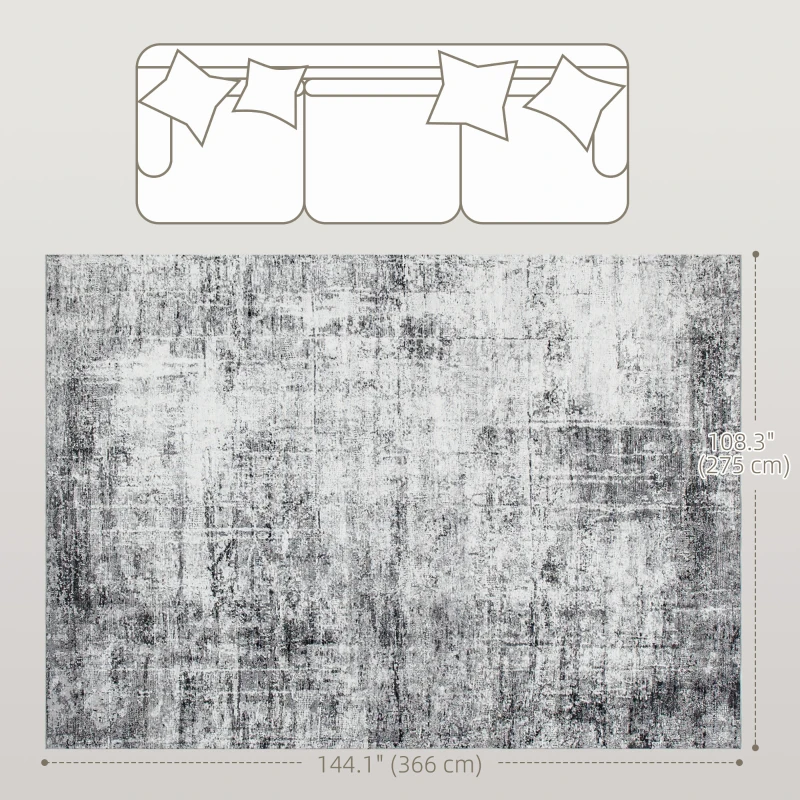 HOMCOM Area Rug for Living Room 9x12, Modern Abstract Machine Washable Rug, Non-Slip Carpet for Bedroom, Dining Room, Grey