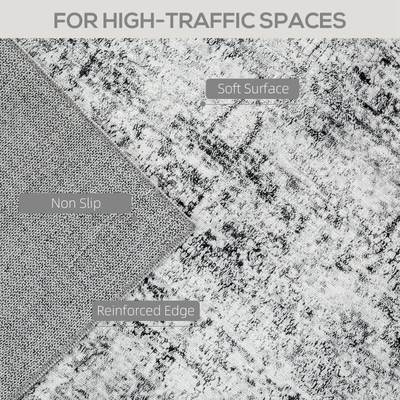 HOMCOM Area Rug for Living Room 9x12, Modern Abstract Machine Washable Rug, Non-Slip Carpet for Bedroom, Dining Room, Grey