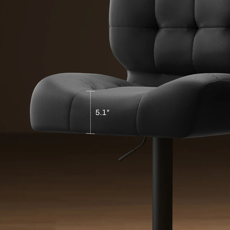 HOMCOM Bar Height Bar Stools Set of 2 with Adjustable Seat, Adjustable Swivel Barstools with Thick Padded Cushion and Metal Footrest for Home Bar, Black