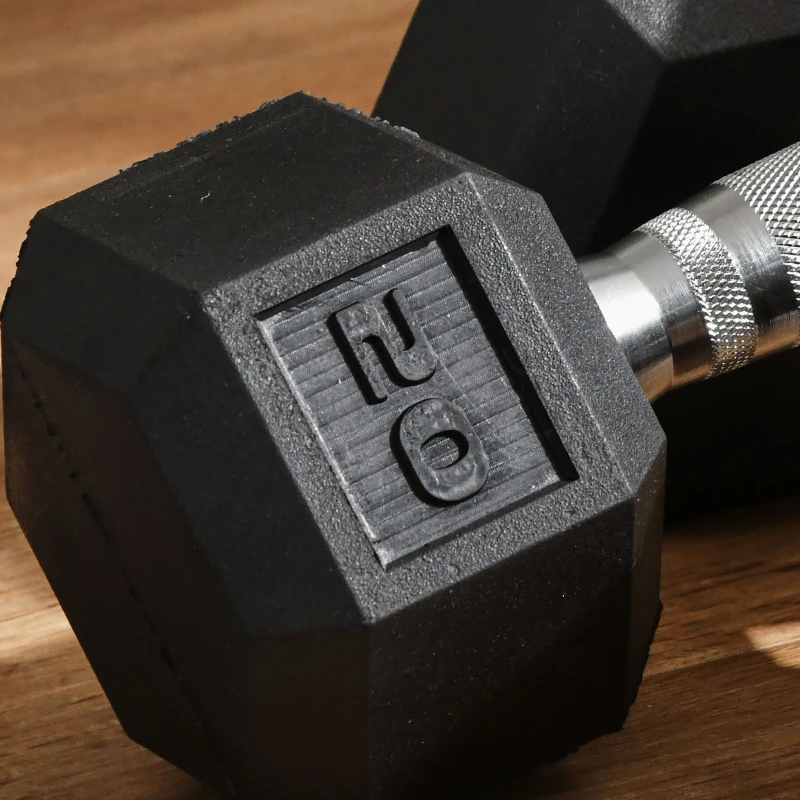 Soozier Rubber Dumbbells Weight Set, Total 40lbs, 20lbs Each, Dumbbell Hand Weight for Body Fitness Training for Home Office Gym, Black