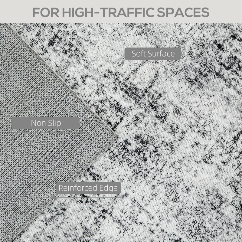 HOMCOM Area Rug for Living Room 5x7, Modern Abstract Machine Washable Rug, Non-Slip Carpet for Bedroom, Dining Room, Grey