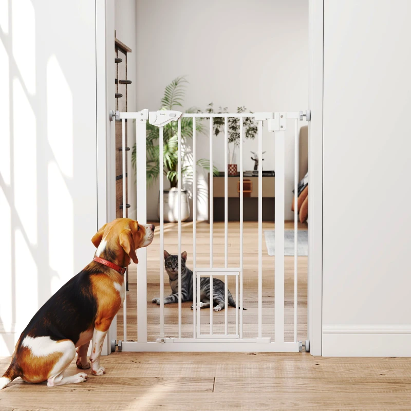 PawHut 36" Easy Open Indoor Dog Gates for Doorways, House, Stair - White