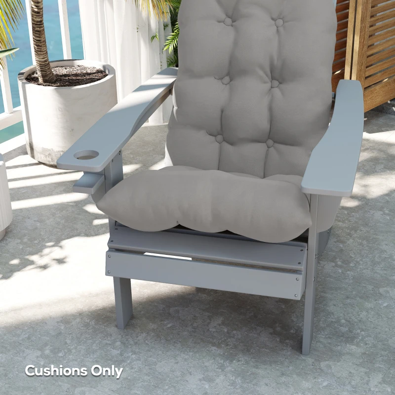 Outsunny Adirondack Chair Cushions Set of 2 with Ties, Light Grey