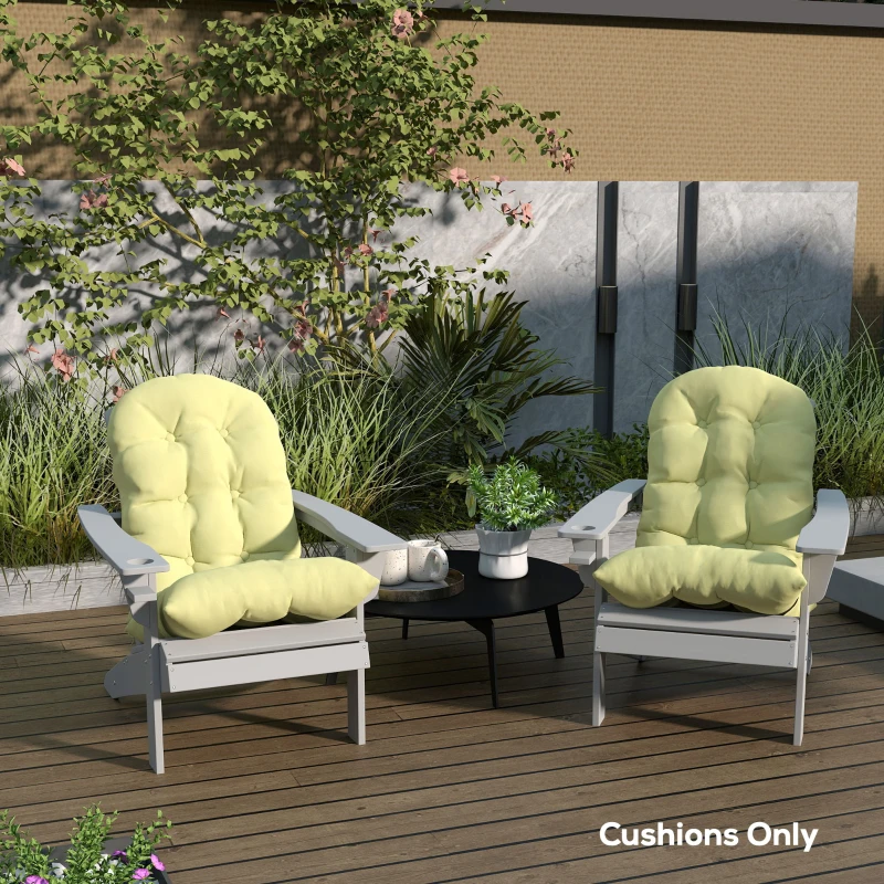 Outsunny Adirondack Chair Cushions Set of 2, Tufted High Back Patio Non-Slip Cushions for Adirondack Chairs, Beige
