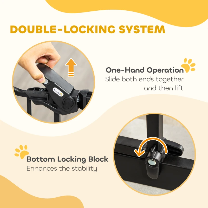 PawHut 41" Easy Open Indoor Dog Gates for Doorways, House, Stair - Black