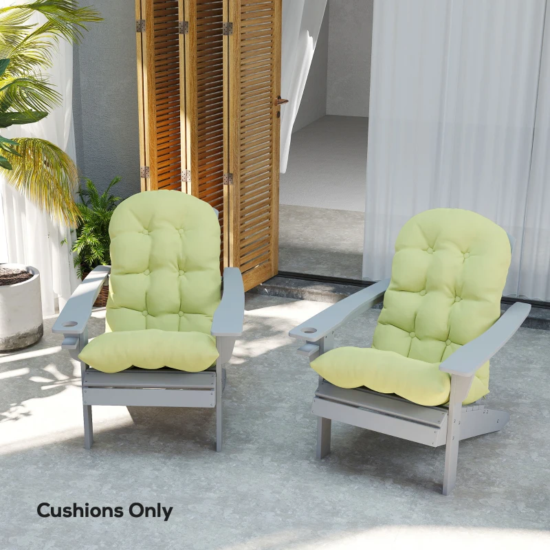 Outsunny Adirondack Chair Cushions Set of 2, Tufted High Back Patio Non-Slip Cushions for Adirondack Chairs, Beige