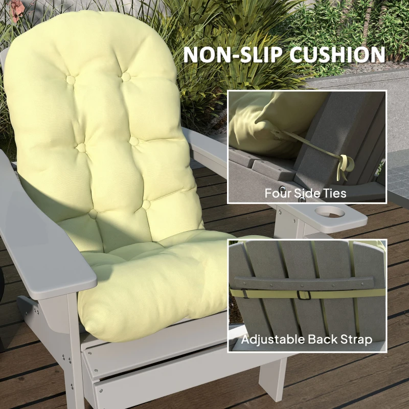 Outsunny Adirondack Chair Cushions Set of 2, Tufted High Back Patio Non-Slip Cushions for Adirondack Chairs, Beige