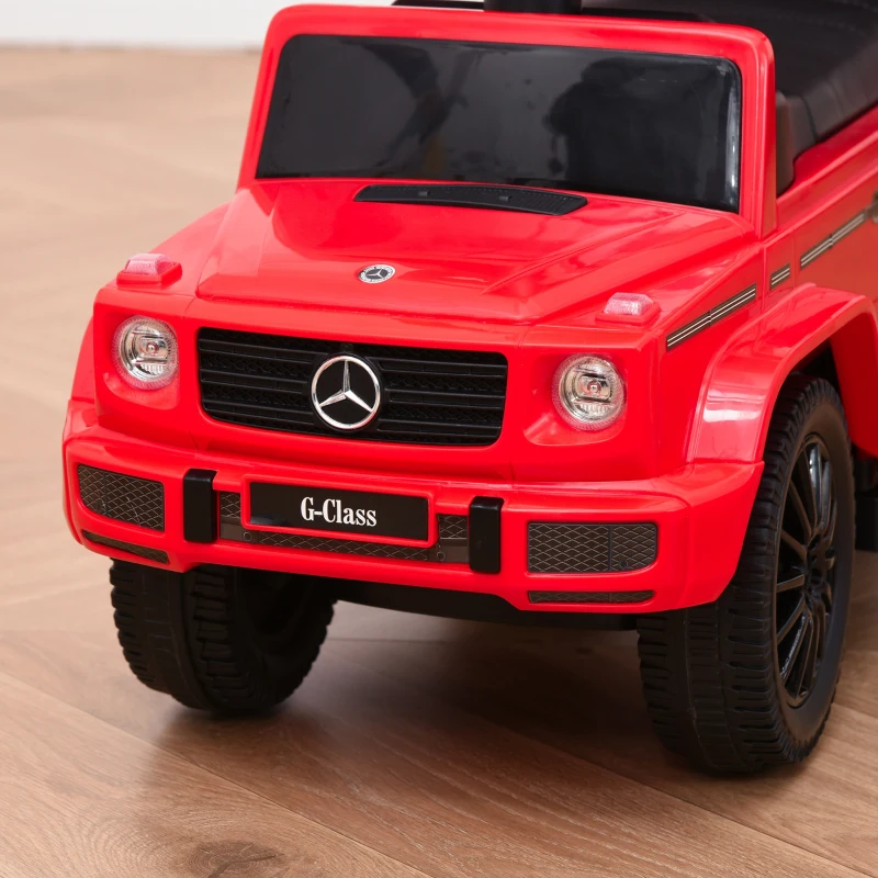 Aosom Mercedes-Benz G350 Licensed Push Car, 3-in-1 Toddler Sliding Car with Horn, Steering, Foot Rest, Seat Storage, Red