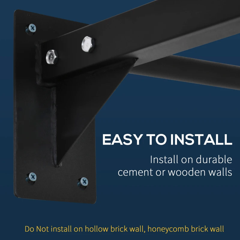 Soozier Pull Up Bar Wall Mount Chin Up Bar, Upper Body Strength Training Station with Non-Slip Foam for Home Gym, Black