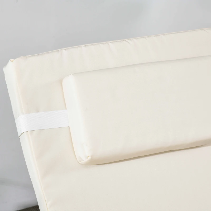 Outsunny Outdoor Lounger, Patio Lounger with 5-Level Adjustable Back, Headrest for Poolside, Garden, Backyard, Cream White