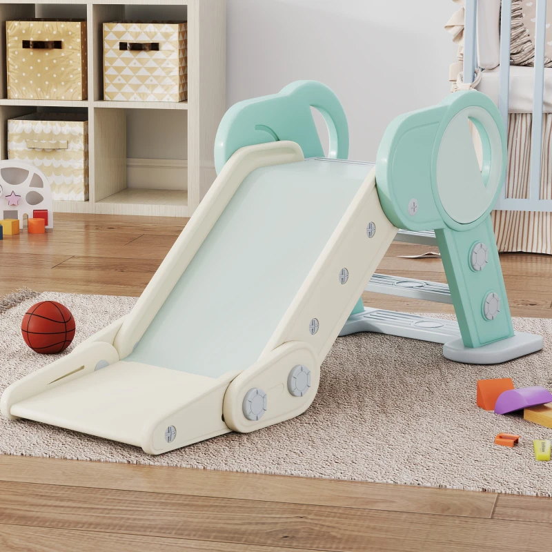 Qaba Toddler Slide Indoor, Foldable Kids Slide for Boys Girls 1.5-3 Years Old, Green