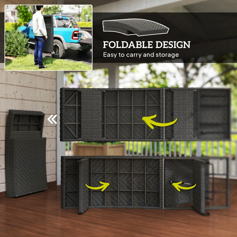 Outsunny Rattan Folding Outdoor Lounger Chair Recliner with 5-Level Adjustable Backrest, Wheels for Garden, Patio, Mixed Brown