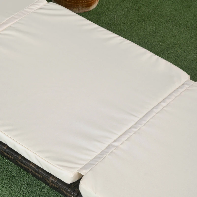 Outsunny Outdoor Lounger, Patio Lounger with 5-Level Adjustable Back, Headrest for Poolside, Garden, Backyard, Cream White