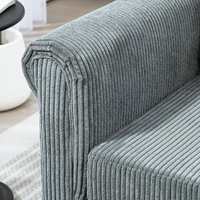 HOMCOM Vintage Loveseat, Upholstered Love Seat Furniture, Fabric 2 Seater Sofa with Rolled Arms, Rubber Wood Legs, Grey