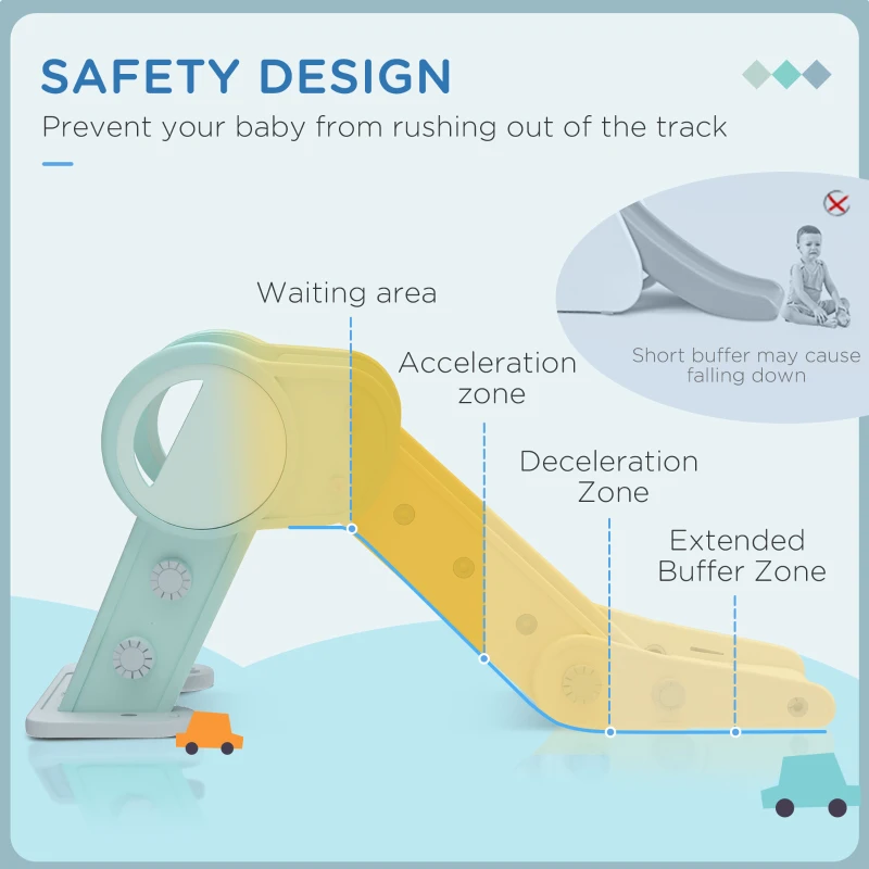 Qaba Toddler Slide, Indoor Foldable Kids Slide for 1.5-3 Years Old, Green