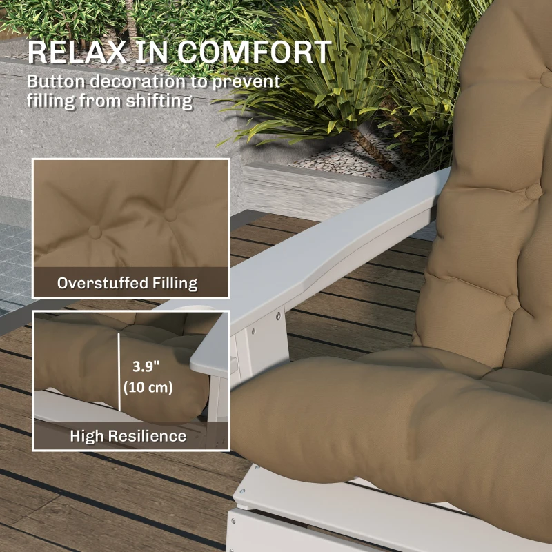 Outsunny Adirondack Chair Cushions Set of 2, Tufted High Back Patio Non-Slip Cushions for Adirondack Chairs, Khaki