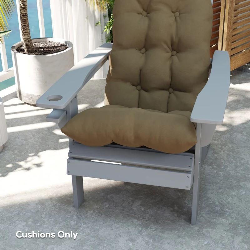 Outsunny Adirondack Chair Cushions Set of 2, Tufted High Back Patio Non-Slip Cushions for Adirondack Chairs, Khaki
