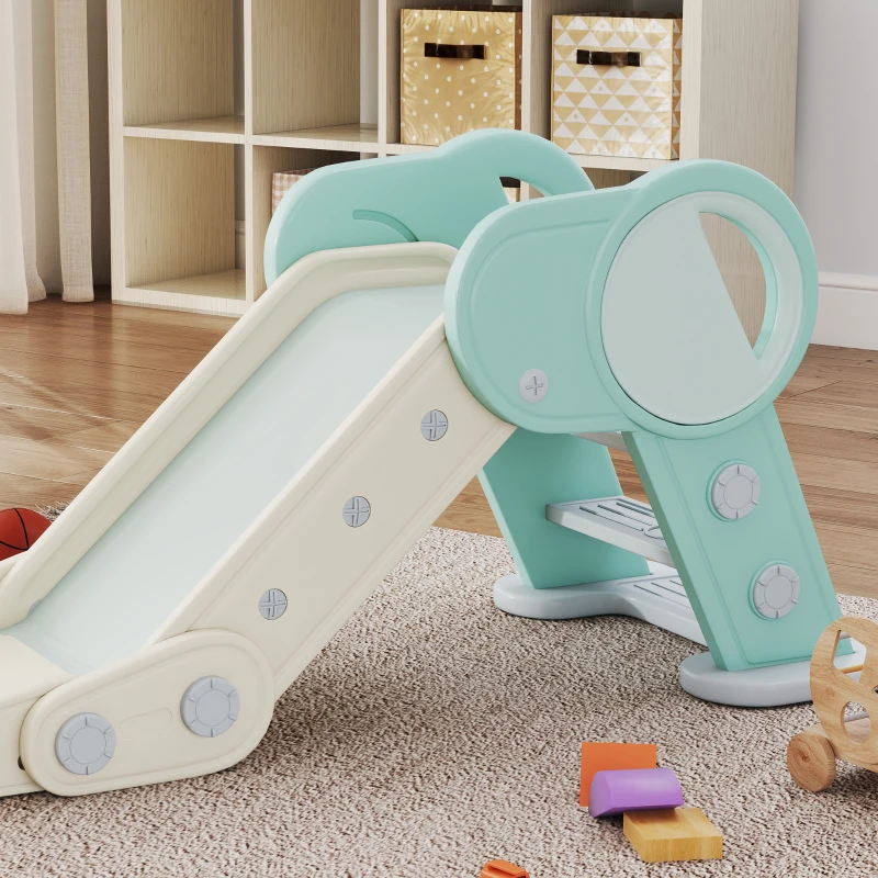 Qaba Toddler Slide, Indoor Foldable Kids Slide for 1.5-3 Years Old, Green
