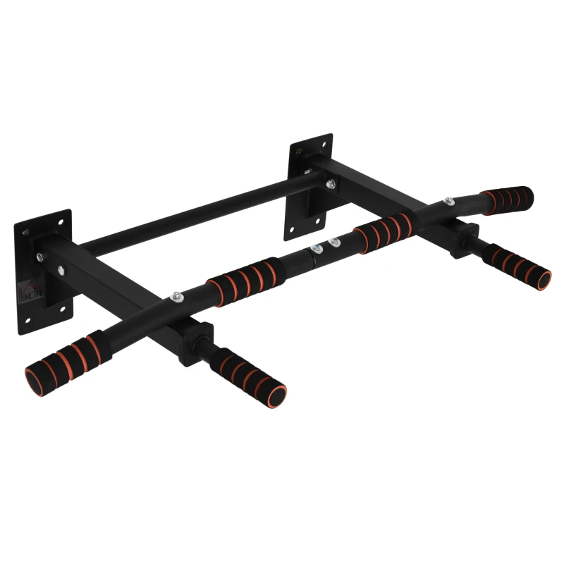 Soozier Pull Up Bar Wall Mount Chin Up Bar, Upper Body Strength Training Station with Non-Slip Foam for Home Gym, Black
