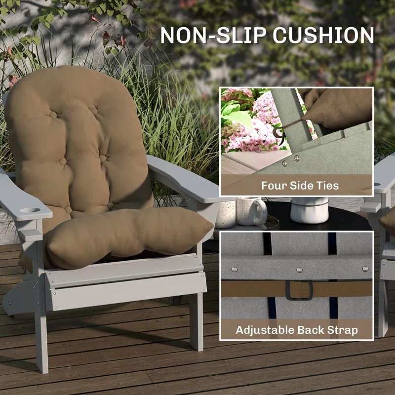 Outsunny Adirondack Chair Cushions Set of 2, Tufted High Back Patio Non-Slip Cushions for Adirondack Chairs, Khaki