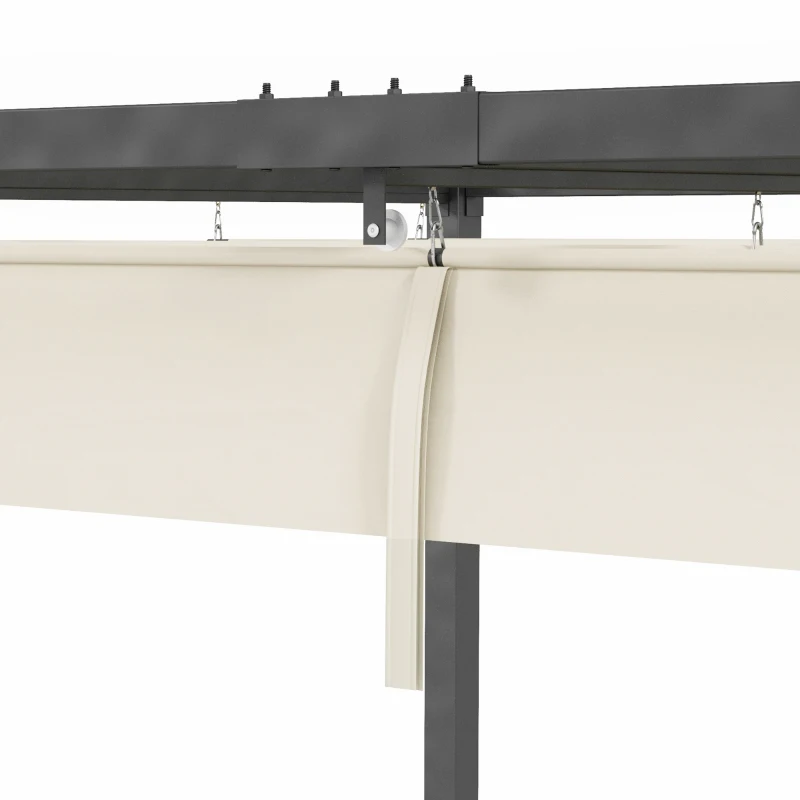 Outsunny 10' x 7' Patio Pergola with Retractable Canopy, Outdoor Sun Shelter, Yard Shade, Cream White