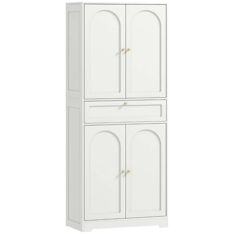 HOMCOM 72.4" Tall Kitchen Pantry Cabinet, Modern Freestanding Storage Cabinet with Shaker Doors and Adjustable Shelves, White