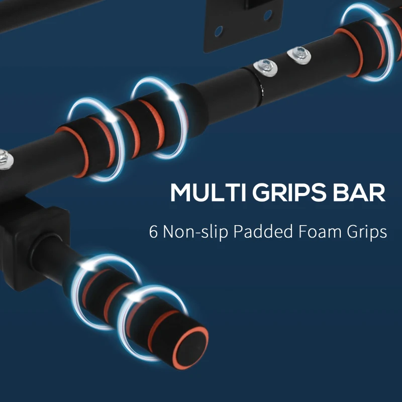 Soozier Pull Up Bar Wall Mount Chin Up Bar, Upper Body Strength Training Station with Non-Slip Foam for Home Gym, Black