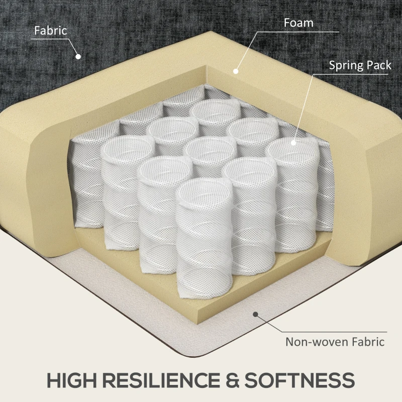 HOMCOM Modern Corner Couch with Right Chaise Lounge, Tufted 3-Seater Sofa with Wooden Legs for Living Room, Black