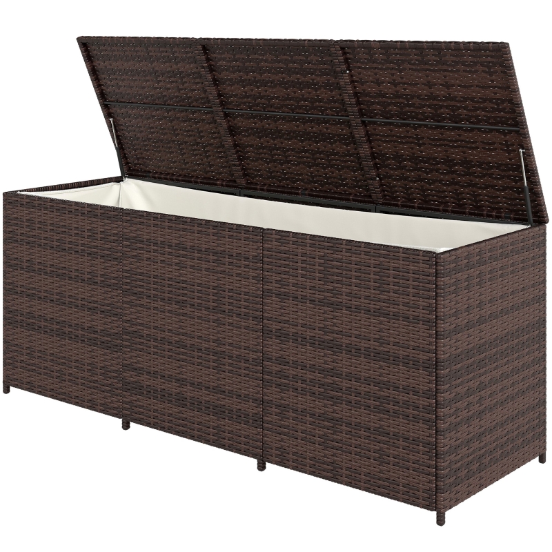 Outsunny Outdoor Storage Box with Inner Liner, PE Rattan