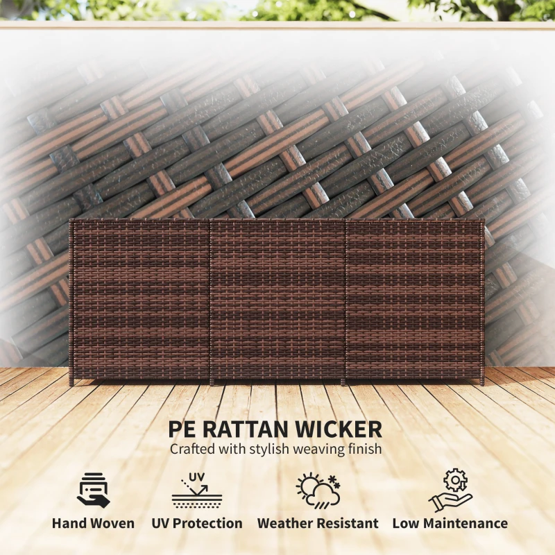 Outsunny 175 Gallon Outdoor Storage Box with Inner Liner, PE Rattan Wicker Deck Box with Pneumatic Bar Lift, Mixed Brown