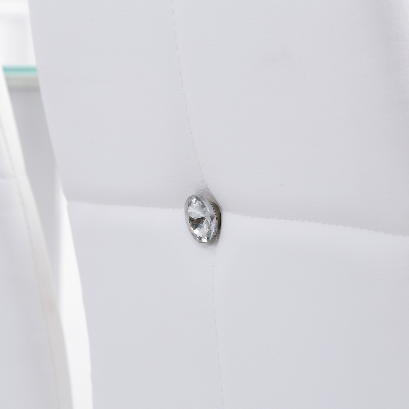 HOMCOM Set of 4 Modern Style Dining Chairs, Button Tufted High Back Side Chairs with Upholstered Seat, Steel Legs, White