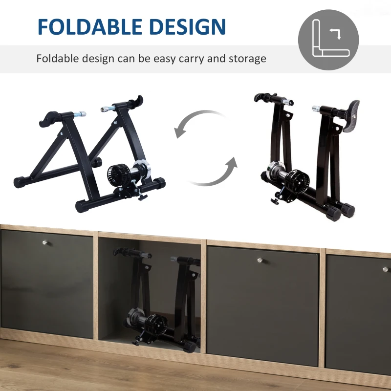 Soozier Bike Trainer Foldable Bicycle Trainer Stand for Indoor Cycling , Stationary Bicycle Stand for Riding Exercise, Fit 26-28" & 700C Wheels, Weight Capacity: 330lbs