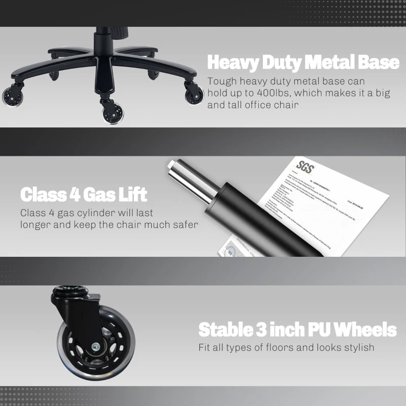 Vinsetto Big and Tall Office Chair, 400 lbs, Executive Computer Chair with PU Leather, Adjustable Height, Brown